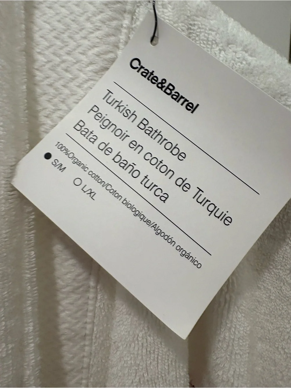 Crate&Barrel White Terry Robe with Pink Embroidered Monogram AG - Picture 5 of 5